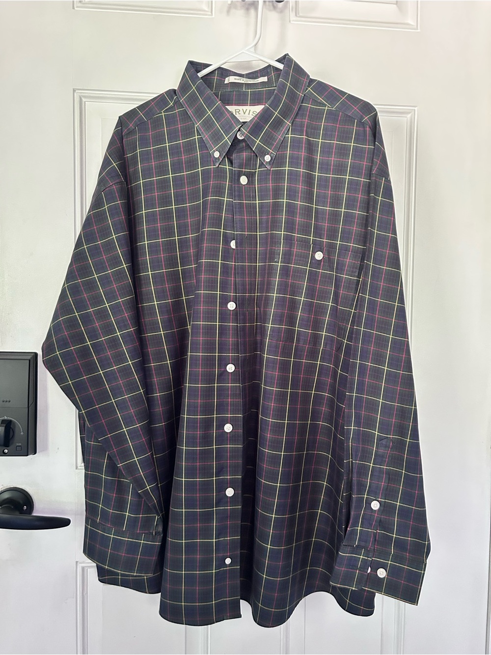 Orvis Green and Navy Plaid Button-Down Shirt